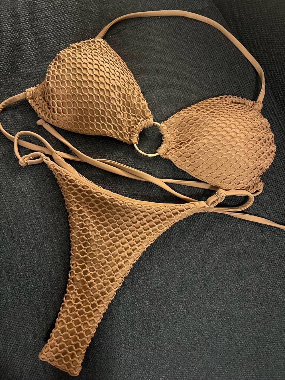 NWOT Berry Beachy Mocha Thong bikini set